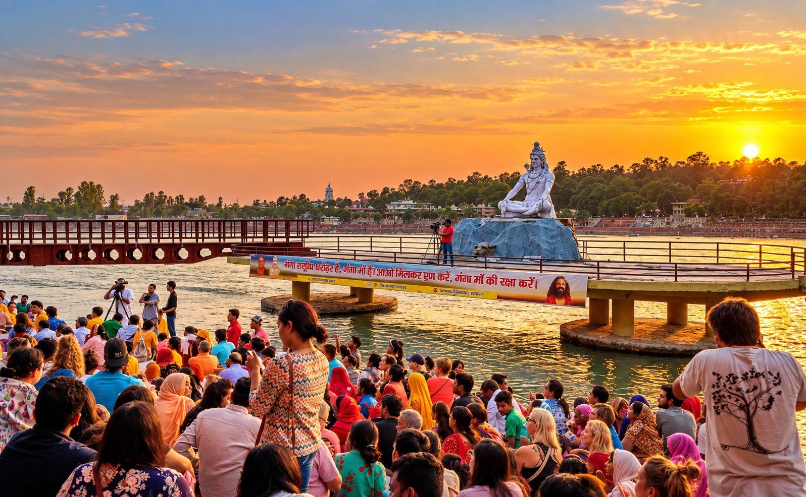 Rishikesh riverside at sunset